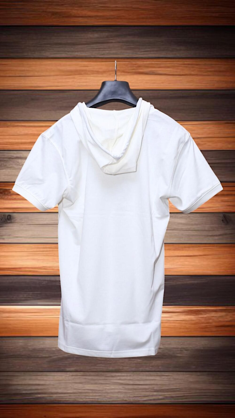 Men's Cotton Plain Hooded T-Shirt - 1 Pc in White - Image 4
