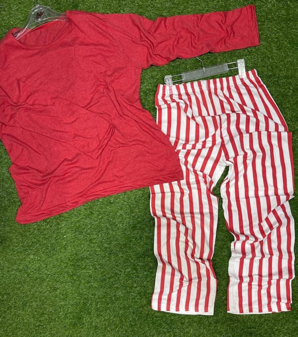 2 Pcs Women's Stitched Printed Night Suit - Image 3