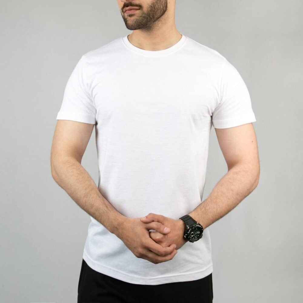 Men's Plain Cotton Jersey T-Shirt - 1 Pc White - Image 4