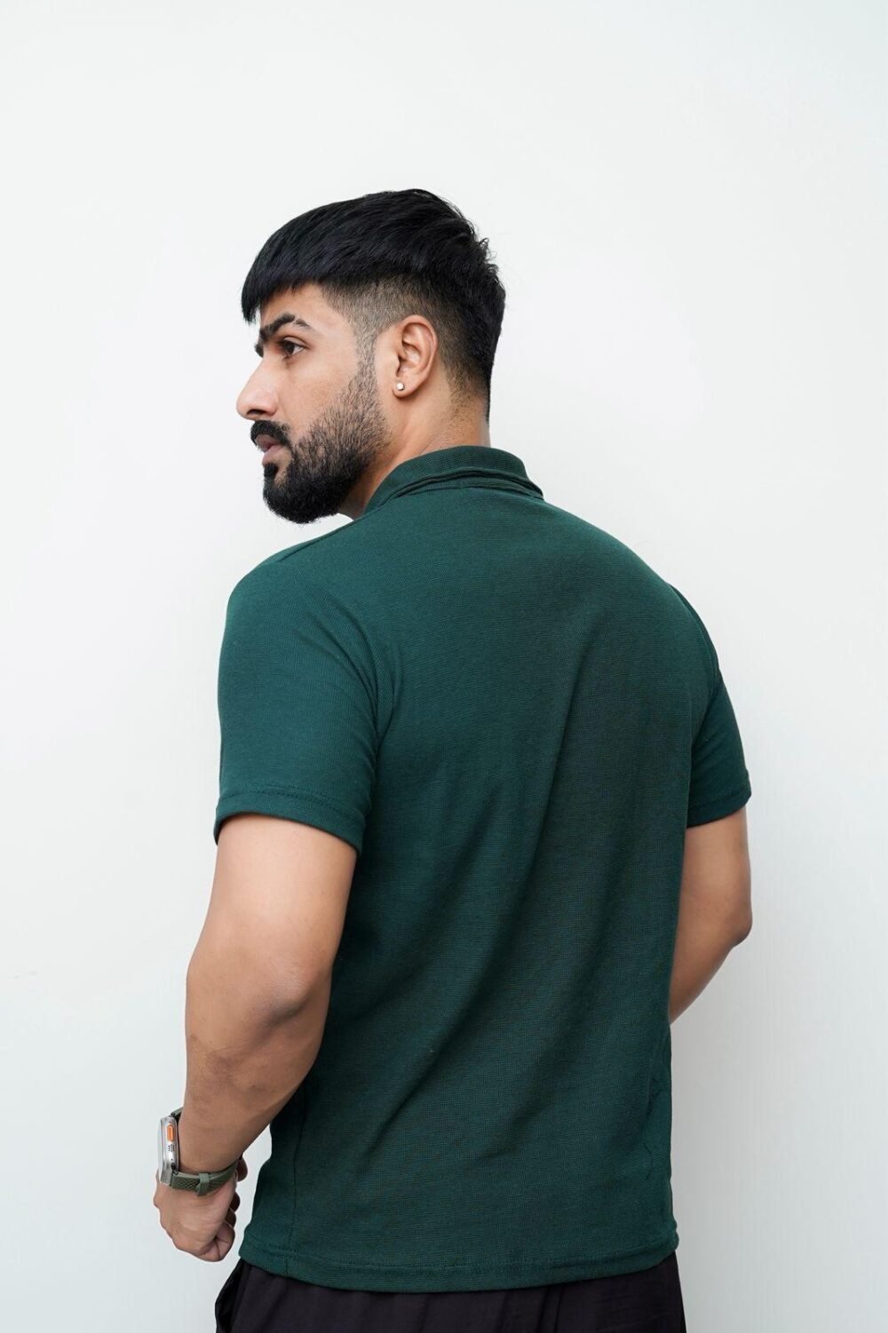 Men's Cotton Polo Shirt - Plain Design, 1 Pc, Available in M, L, XL, Green Color - Image 3